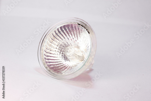 White halogen lamp on white background