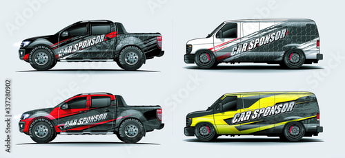 set of vehicle graphic kit vector. Modern abstract background for car wrap branding and automobile sticker decals livery 

