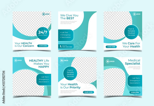 Medical health square banner for social media post template
