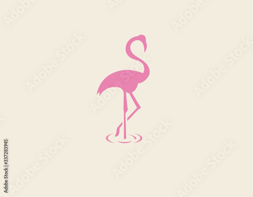 Abstract creative pink flamingo logo icon for your company