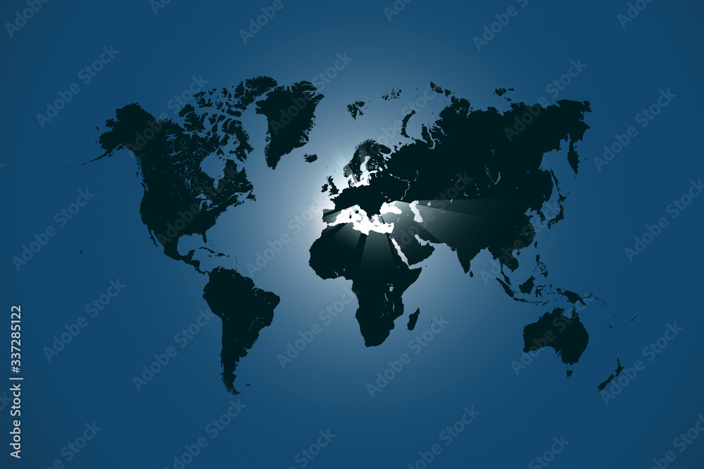 World map background. Light passing from behind. illustration. World map background. Light passing from behind. illustration.