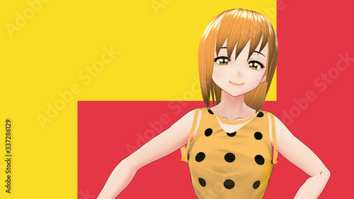 Anime Girl Cartoon Character Japanese Girl with a smile and Background it s Anime Manga Girl from Japan