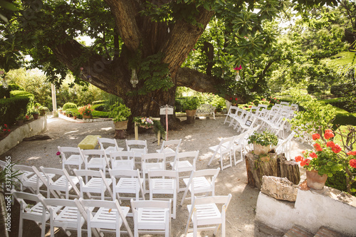 Decoration of a wedding with flowers.