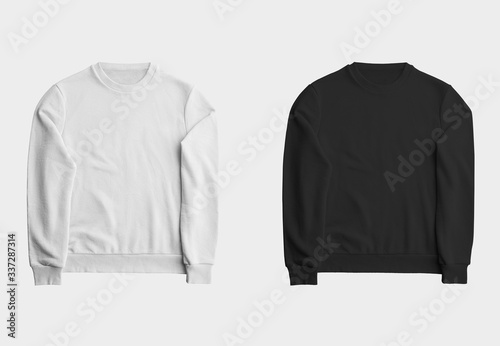 Wallpaper Mural Mockup white and black sweatshirt, blank pullover with a long sleeve, for design presentation