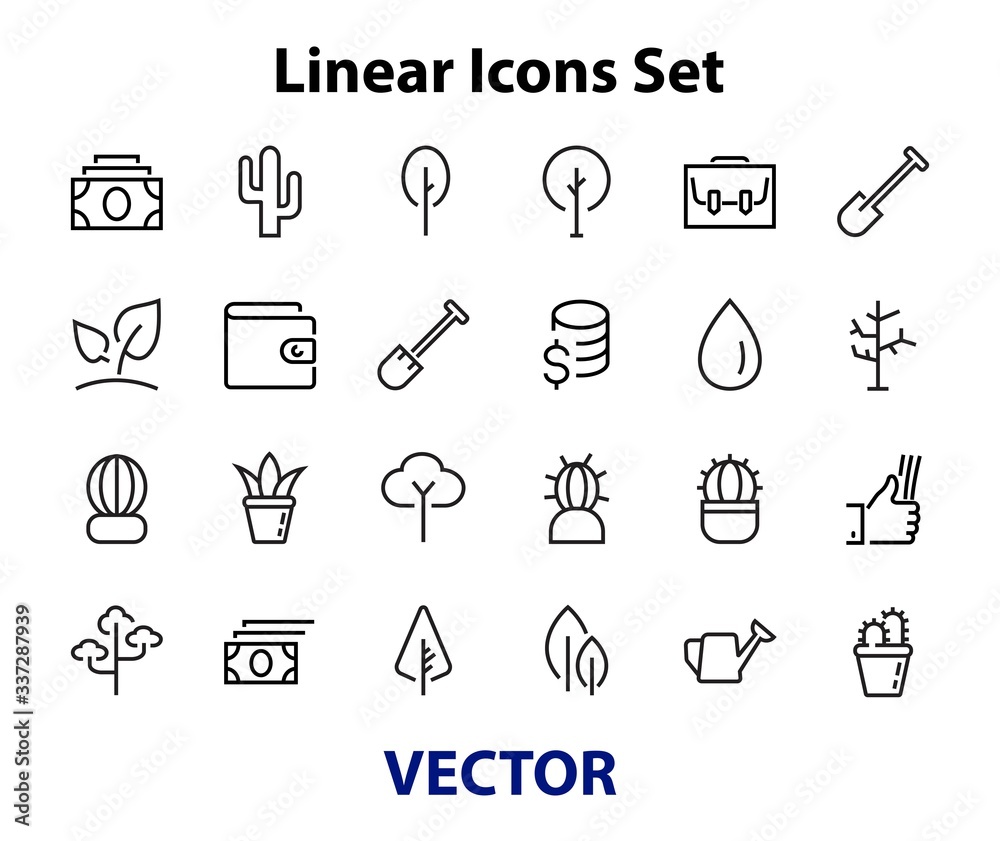 A set of Rosteniya Icons, and garden care, Vector illustration, Contains Icons such as tree, cactus, watering can, spade, flower and much more. on a white background, editable bar 480x480 A set of Rosteniya Icons, and garden care, Vector illustration, Contains Icons such as tree, cactus, watering can, spade, flower and much more. on a white background, editable bar 480x480