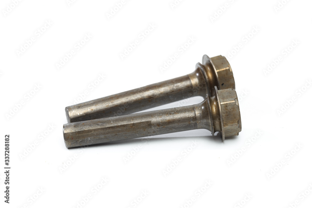 brake caliper guides isolated on white background . brake caliper guides isolated on white background .