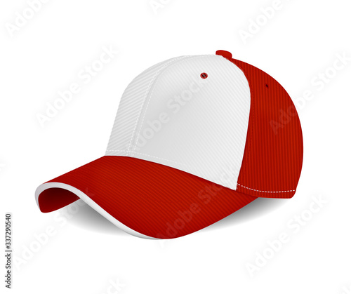 peaked cap wuth red color for advertising or print isolated on white background
