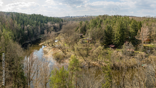 lookout from view point on curves of river mze near stribro