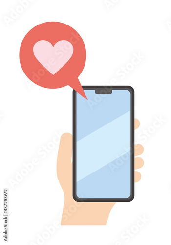 スマホを持つ手　通知　ハート