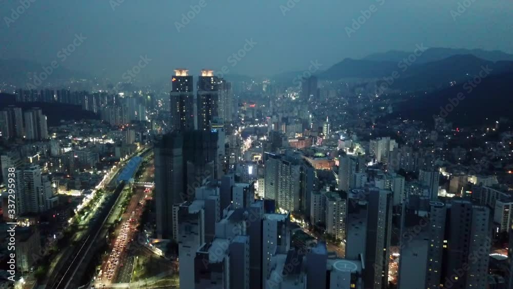 Busan, South Korea at Dusk, Aerial 4K Busan, South Korea at Dusk, Aerial 4K