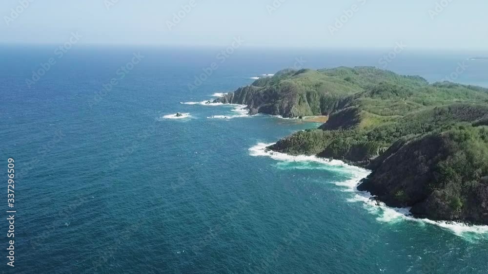 Beautiful drone areal view of the coastal landscape of King's Bay Tobago, West Indies. Beautiful drone areal view of the coastal landscape of King's Bay Tobago, West Indies.