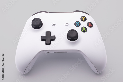 white video game controller on a white background