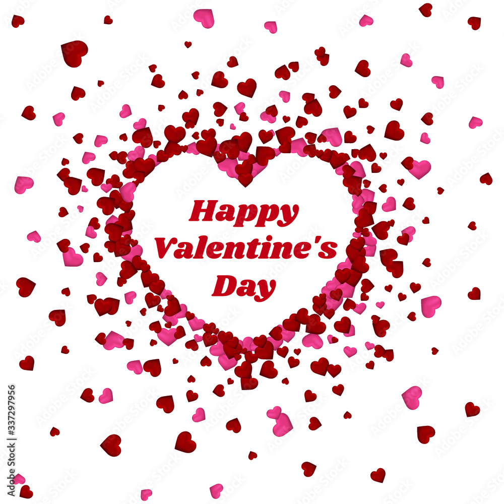 Happy valentine's day typography with hearts in the background - vector