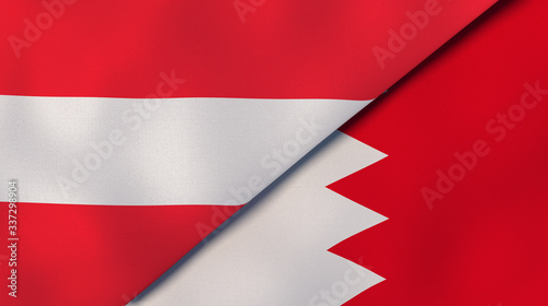 Free Download The flags of Austria and Bahrain. News, reportage, business background. 3d illustration - GFXLoad