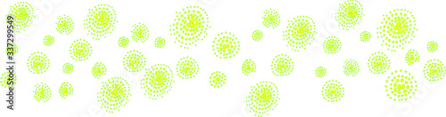 Circles created from dots in a circle. Circles from different sized dots. Pollen of plants. Disputes causing allergies.