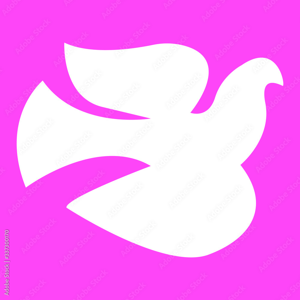 pigeon silhouette isolated on pink background. Flying Dove bird icons, wedding and Valentine's day item, vector stock illustration pigeon silhouette isolated on pink background. Flying Dove bird icons, wedding and Valentine's day item, vector stock illustration