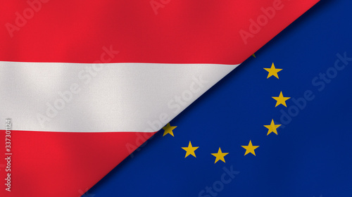 Wallpaper Mural The flags of Austria and European Union. News, reportage, business background. 3d illustration Torontodigital.ca
