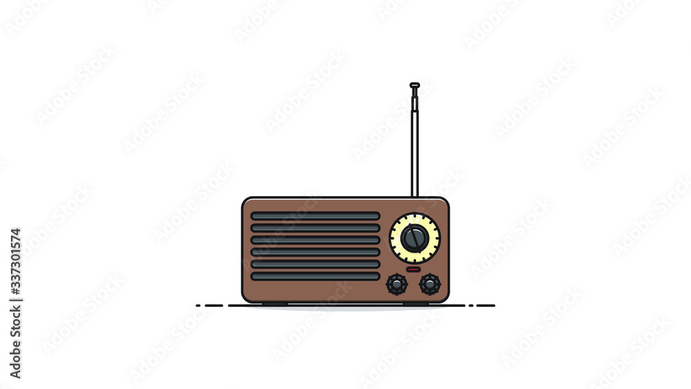 Retro Wooden FM Radio flat design vector illustration Retro Wooden FM Radio flat design vector illustration