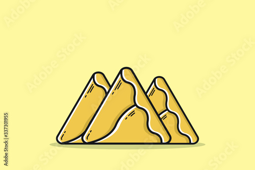Samosa, Indian Food flat design vector illustration