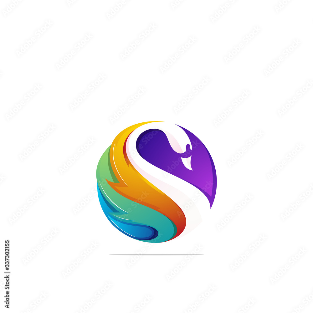 Naklejka premium Vector logo design icon swan