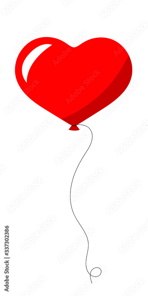 red heart balloon vector