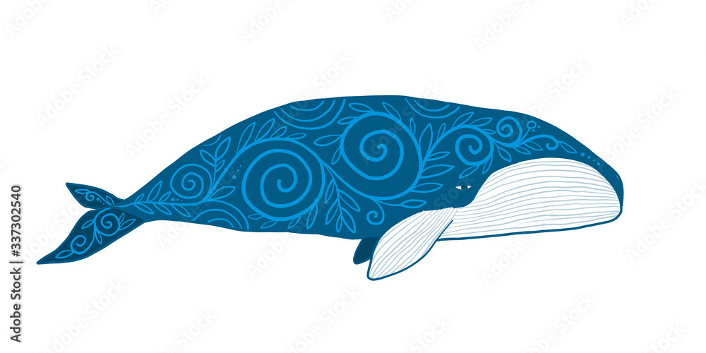 Wild Whale with Ethnic Ornaments Wild Whale with Ethnic Ornaments