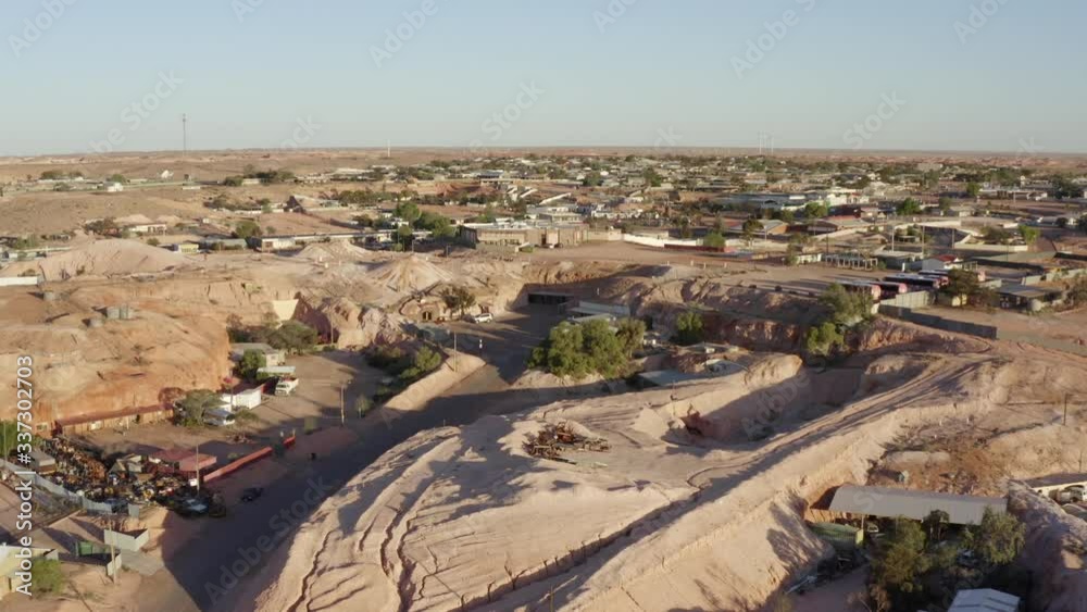 Surreal Aerial of Outback Australian Opal Town of Coober Pedy. Against harsh backdrop of desert landscape. Surreal Aerial of Outback Australian Opal Town of Coober Pedy. Against harsh backdrop of desert landscape.