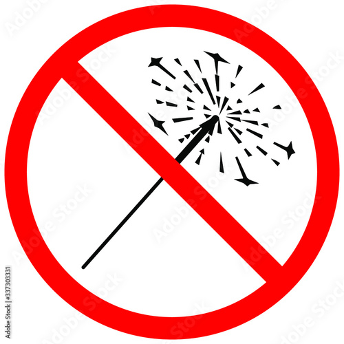no sparkler sign  vector, ban on Bengal fire 