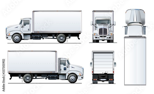 Vector truck template isolated on white for car branding and advertising. Available EPS-10 separated by groups and layers with transparency effects for one-click repaint.