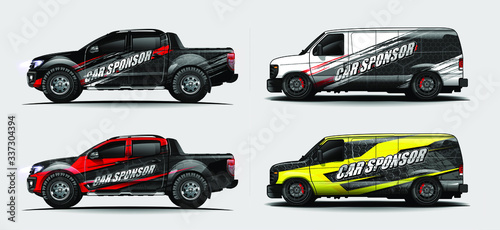 set of vehicle graphic kit vector. Modern abstract background for car wrap branding and automobile sticker decals livery 

