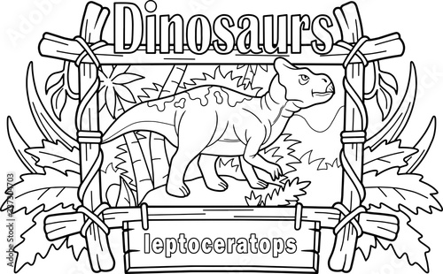 cartoon prehistoric dinosaur leptoceratops, coloring book, funny illustration photo