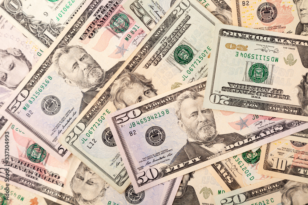 American dollars bills background, concept global financial crisis American dollars bills background, concept global financial crisis