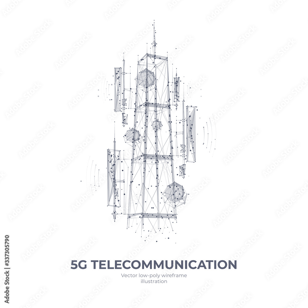 Abstract 3d isolated 
5G tower on white