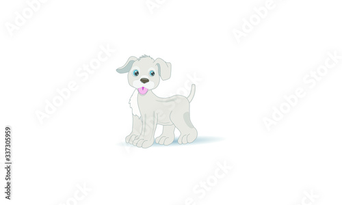 Vector illustration of a dog standing on a white background
