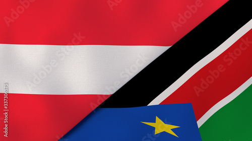 Free Download The flags of Austria and South Sudan. News, reportage, business background. 3d illustration - GFXLoad
