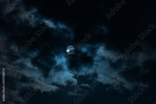 Beautiful night sky with clouds and moon
