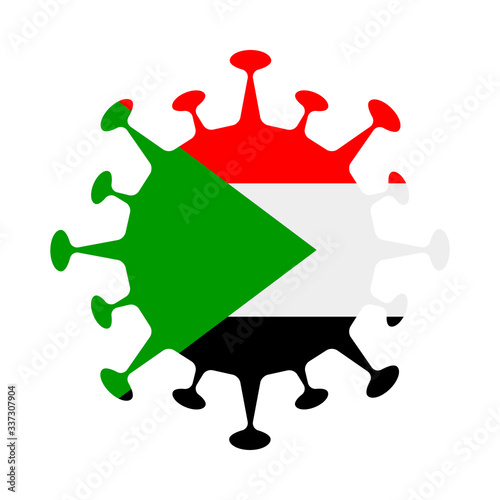 Flag of Sudan in virus shape. Country sign. Vector illustration.