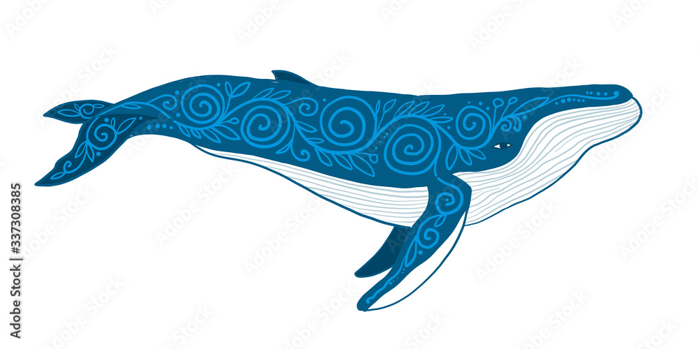 Wild Whale with Ethnic Ornaments Wild Whale with Ethnic Ornaments