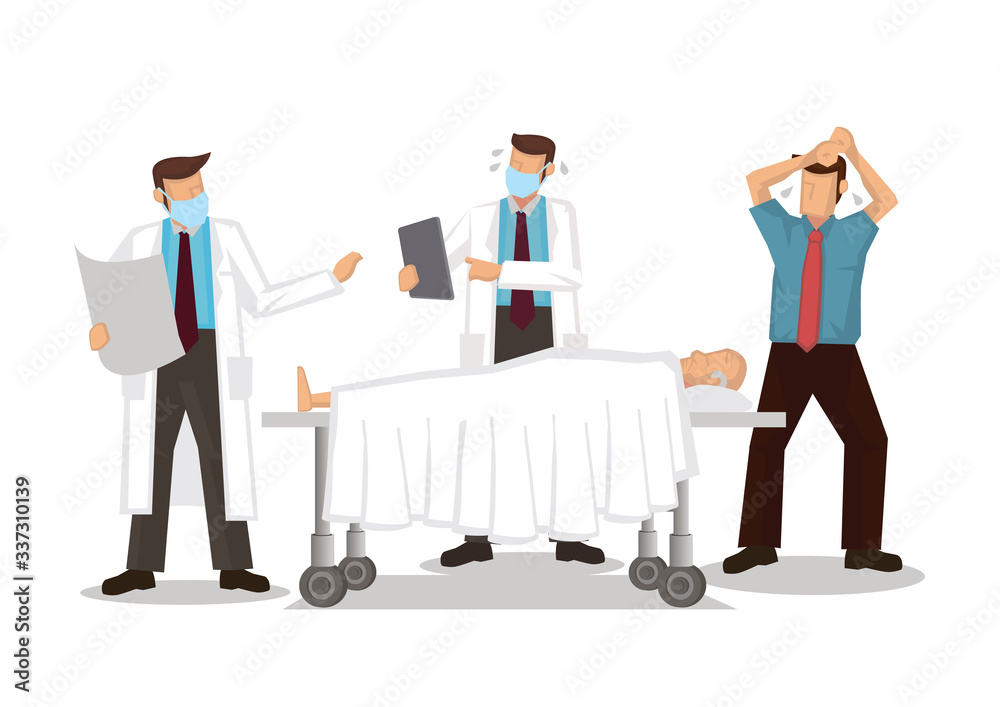 Doctors busy with chaos in the hospital. Concept of coronavirus outbreak or pandemic. Doctors busy with chaos in the hospital. Concept of coronavirus outbreak or pandemic.
