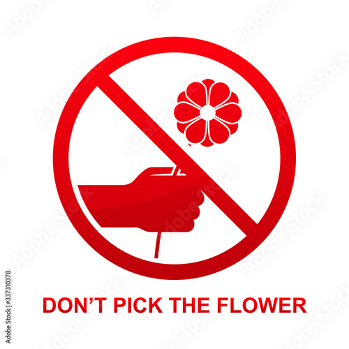 Don't pick the flower isolated on white background vector illustration.