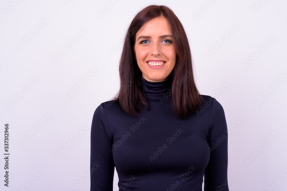 Portrait of happy young beautiful businesswoman smiling Portrait of happy young beautiful businesswoman smiling