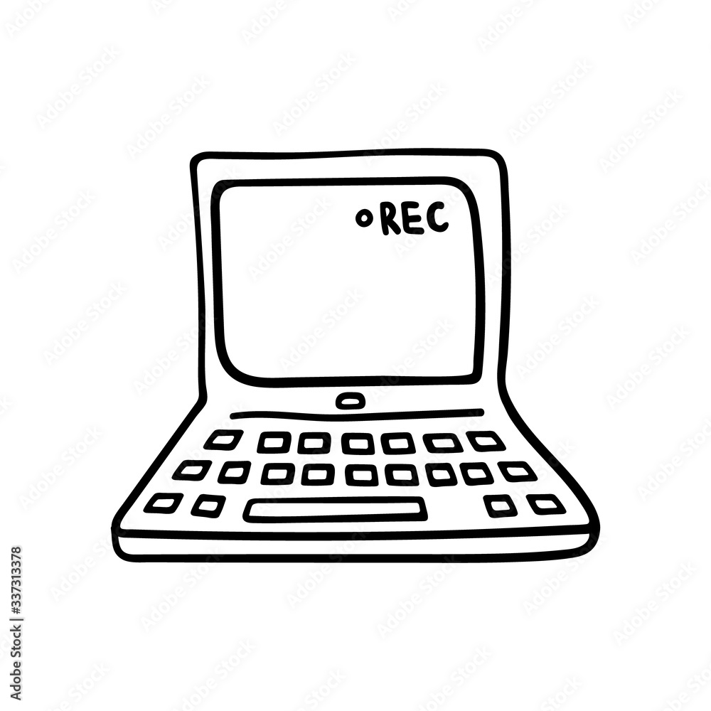 Hand drawn outline notebook isolated on white background. Vector illustration.
