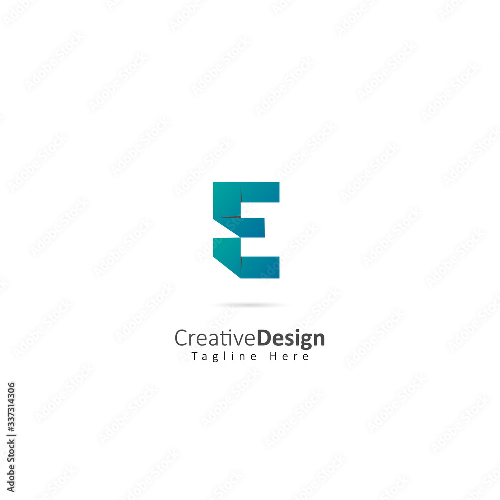 Paper Vector Letter E Logo with fold effect letters. Design Vector Illustration Logo template