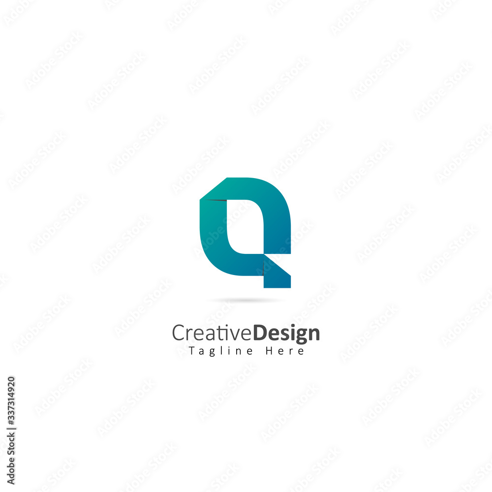 Paper Vector Letter Q Logo with fold effect letters. Design Vector Illustration Logo template Paper Vector Letter Q Logo with fold effect letters. Design Vector Illustration Logo template