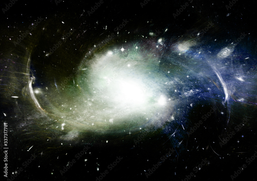 Fototapeta premium Stars, dust and gas nebula in a far galaxy