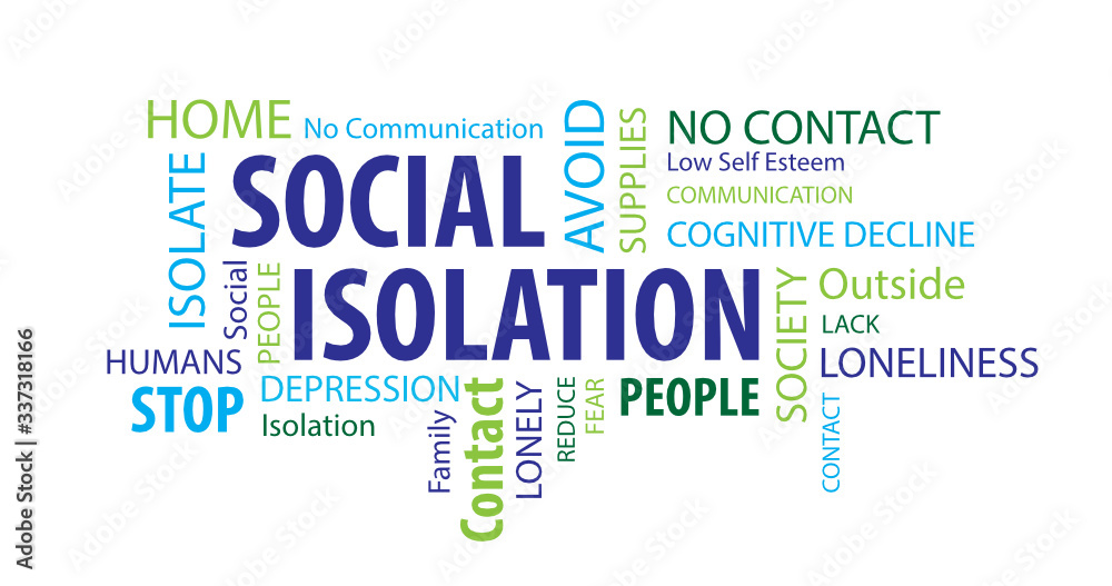 Social Isolation Word Cloud on a White Background Social Isolation Word Cloud on a White Background