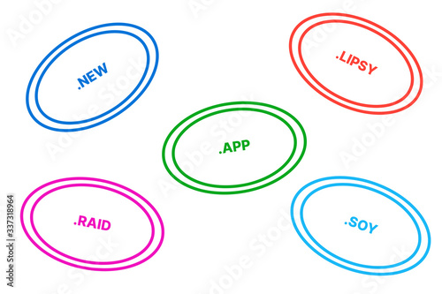 Cloud of domain extensions / TLDS (app, soy, raid, new, lipsy) photo