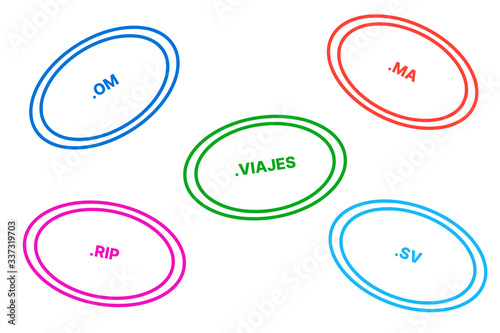 Cloud of domain extensions / TLDS (rip, ma, sv, viajes, om) photo