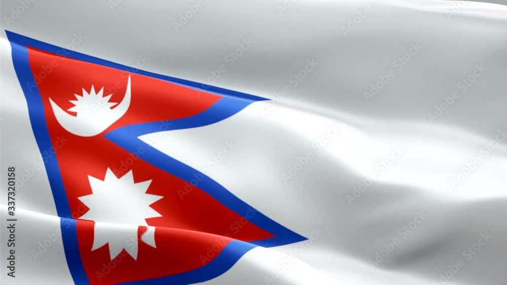 Nepal island flag Motion Loop video waving in wind. Realistic Nepali Flag background. Nepal Flag Looping Closeup 1080p Full HD 1920X1080 footage. Nepal Asian country flags footage video for film,news
