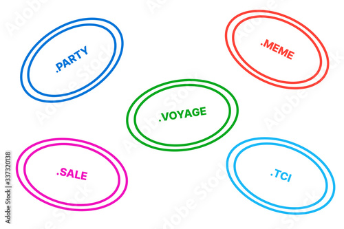 Cloud of domain extensions / TLDS (meme, tci, voyage, sale, party) photo